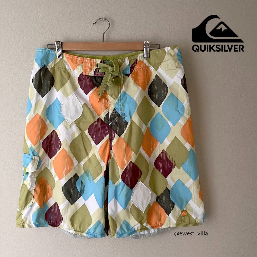 Quicksilver 21" Boardshorts Mens Drawstring Surf Swim Short Green Blue Orange 34